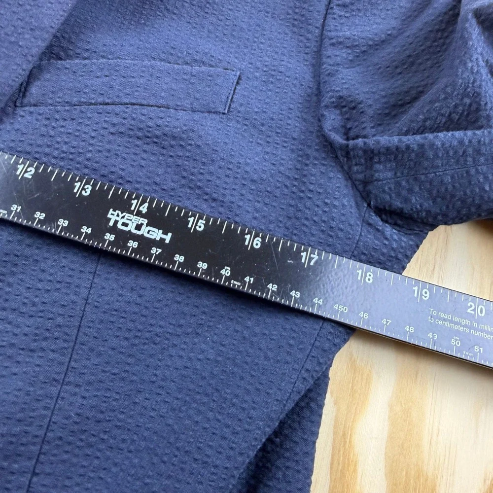 Bonobos Mens 38R Slim Fit Seersucker Blazer Navy Blue Cotton Unconstructed Coat